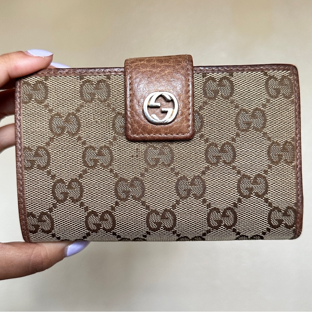 Gucci Monogram Canvas Leather Bifold Wallet